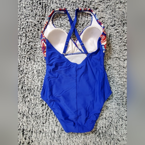 Catalina womens One Piece Bathing suit size medium (8-10) Red White and Blue - Picture 2 of 3